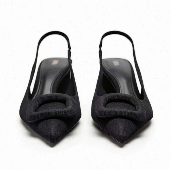 Zara Embellished Slingbacks Pumps Black - 6½ - Picture 3 of 4